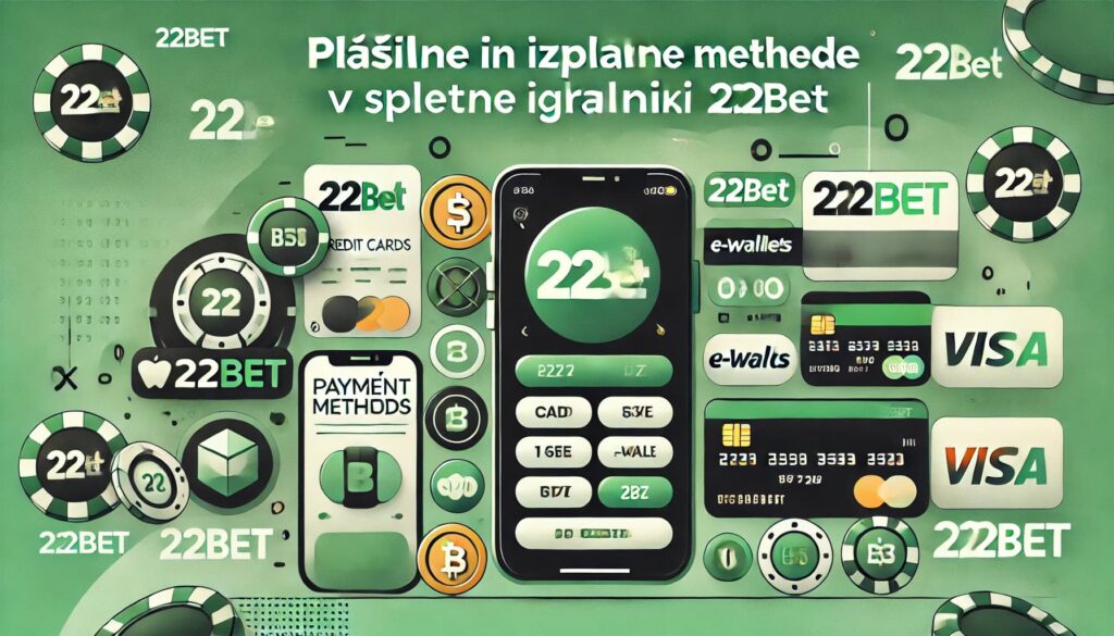 Plačilne in izplačilne metode v spletni igralnici 22BET